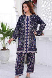 Midnight Flora – Stitched 2-Piece Poly Lawn Suit