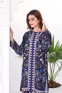Midnight Flora – Stitched 2-Piece Poly Lawn Suit