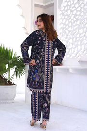 Midnight Flora – Stitched 2-Piece Poly Lawn Suit