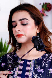 Midnight Flora – Stitched 2-Piece Poly Lawn Suit