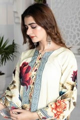 Ivory Bloom – Stitched 2-Piece Poly Lawn Suit