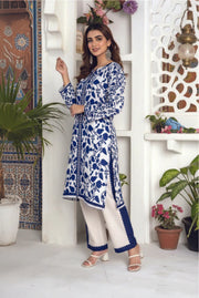 Sapphire Vine – Stitched 2-Piece Poly Lawn Suit