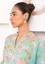 3 Pc Embroidered Lawn Viscose Suit With Organza Dupatta