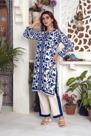 Sapphire Vine – Stitched 2-Piece Poly Lawn Suit