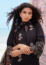 Elegant Black Embroidered Lawn 3-Piece Suit