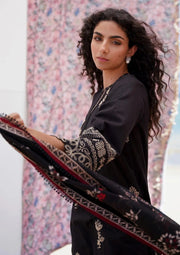 Elegant Black Embroidered Lawn 3-Piece Suit