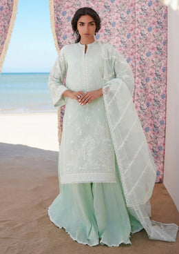 Mint Embroidered Lawn 3-Piece Long Shirt Suit
