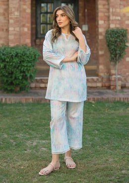 Light Cyan Digital Printed Cambric 2-Piece Kurta Set