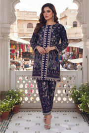 Midnight Flora – Stitched 2-Piece Poly Lawn Suit